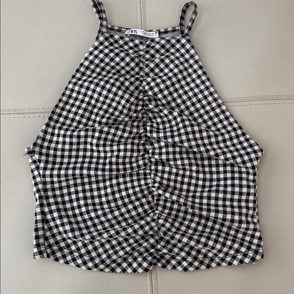 Zara Gingham Ruched Top